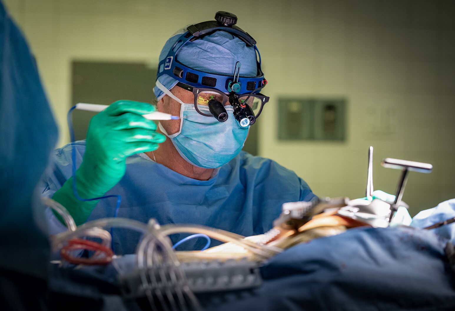 Dr. Alan Hartman, senior vice president and executive director of cardiothoracic services at Northwell Health, performs cardiac surgery at Sandra Atlas Bass Heart Hospital at North Shore University Hospital.