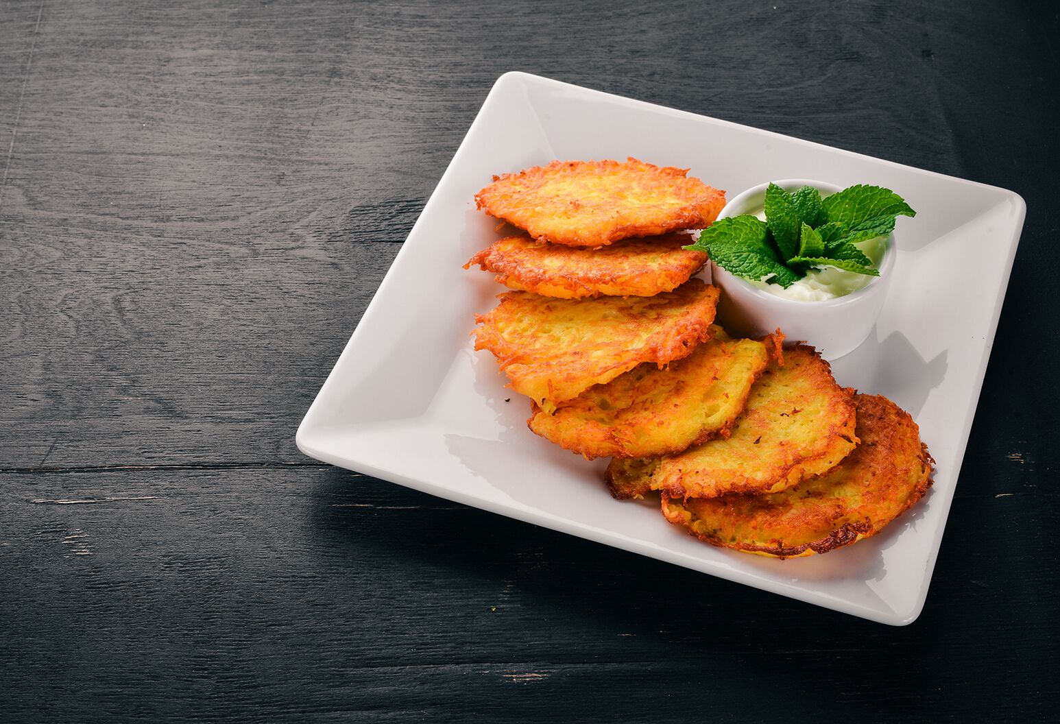 Plate of potato latkes.