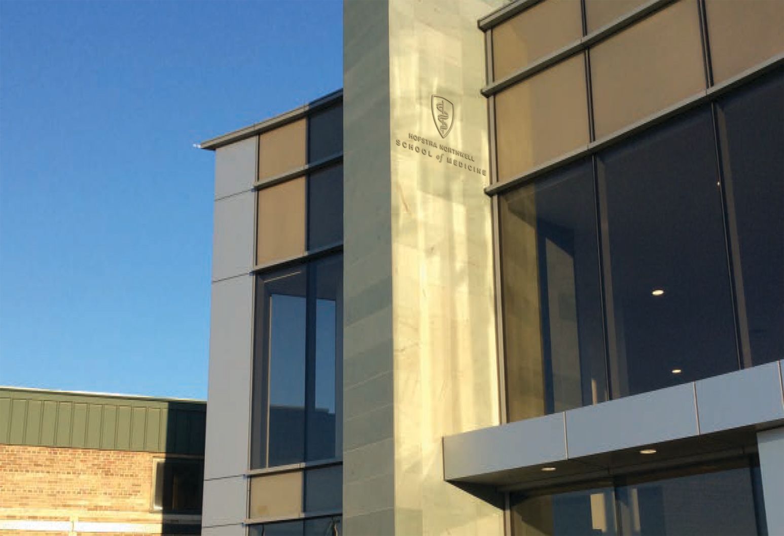 The front of the Zucker School of Medicine building.